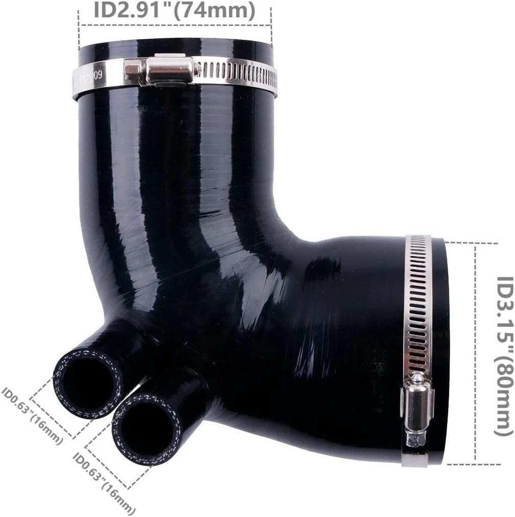 Compatible With BMW E36 (325/328/M3) 1992-1999 Silicone Air Intake Inlet Boot Hose with 4 clamps (black)