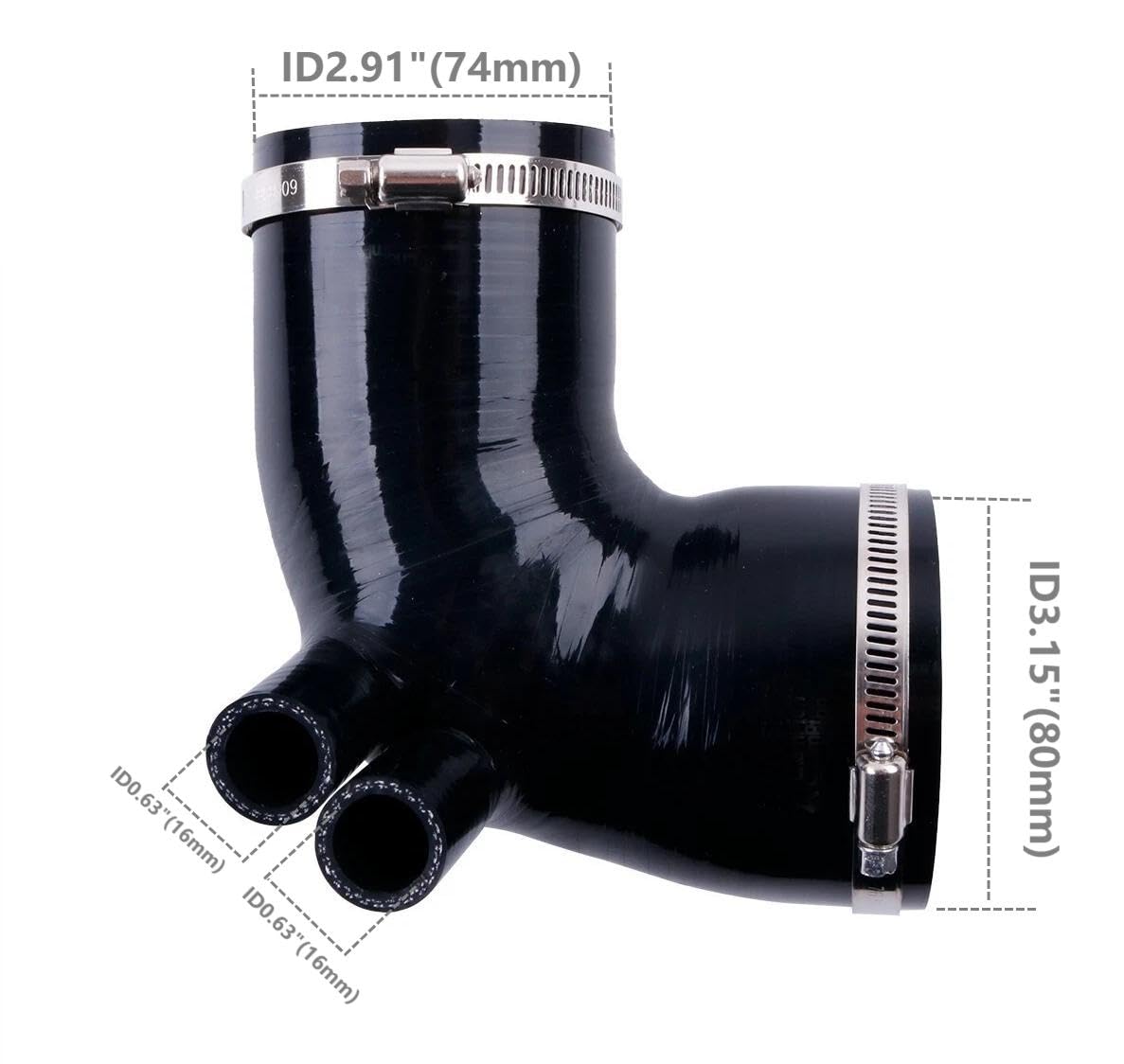 Compatible con BMW E36 (325/328/M3) 1992-1999 Manguera de entrada de aire de silicona con 4 abrazaderas (negro)