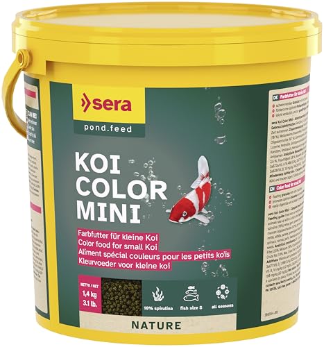 sera koi Color Mini 3,8 L 1,4 KG | alimento Natural Que Potencia los Colores, para un Desarrollo óptimo de los Colores de los Kois jóvenes de hasta 12 cm | granulado Flotante 3.800 ml