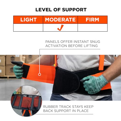 Image of Ergodyne ProFlex 100HV Back Support Brace, High Visibility Support Belt, 8 inch Spandex Material, Removeable Straps