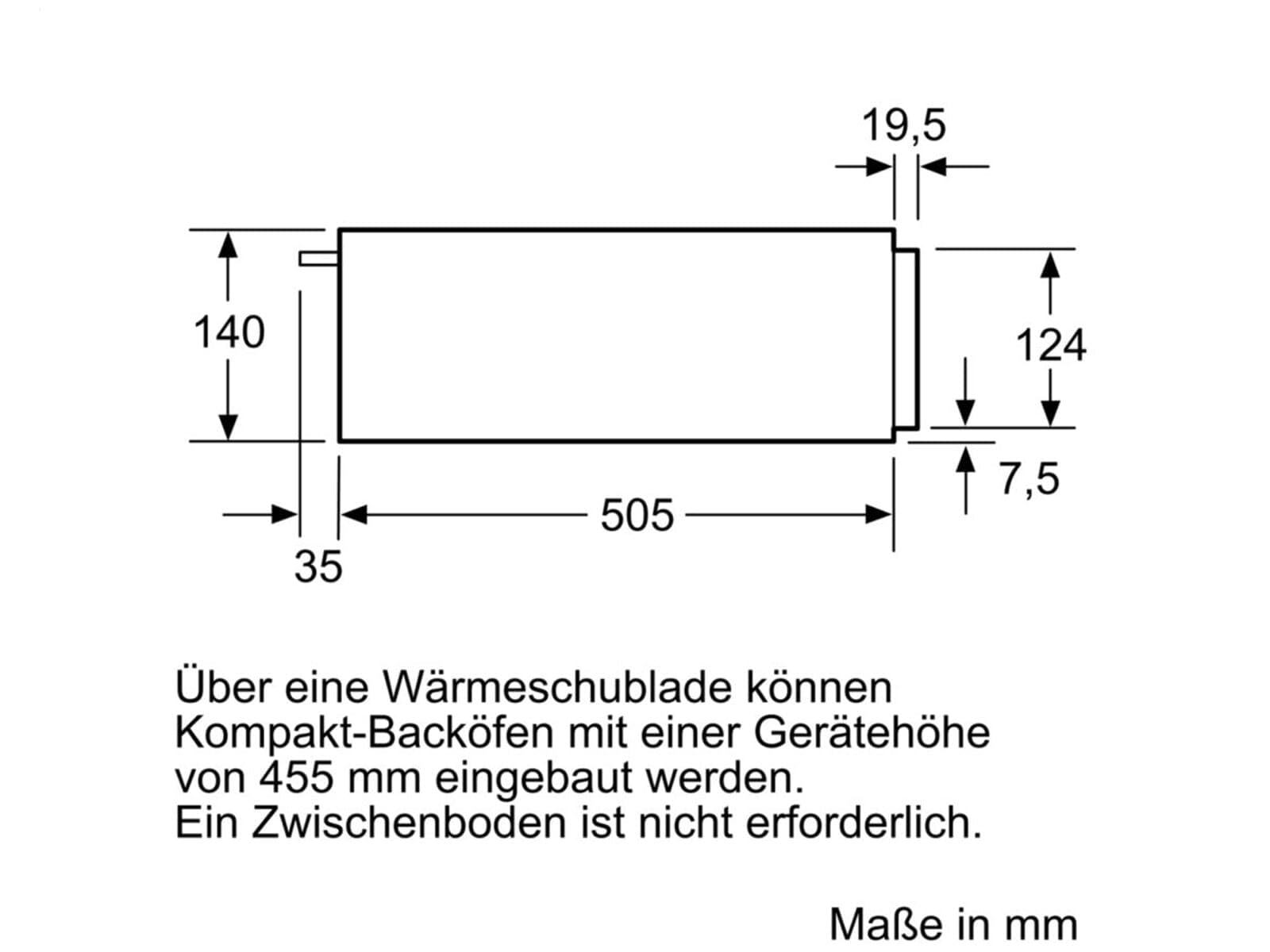 Bosch Serie 6 Wärmeschublade BIC510NB0 60 cm 23 L stufenlose Temperaturregelung Schwarz