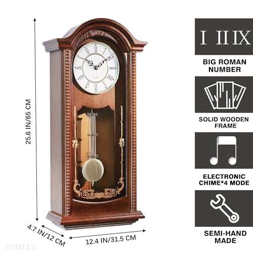 AYRELY 26-inch Grandfather Chiming Wall Clock