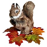 Realistic Squirrel Figurine - Lifelike Plush Squirrel with Bushy Tail, Handcrafted Collectible Stuffed Animal for Fall, Thanksgiving, Home & Shelf Decoration