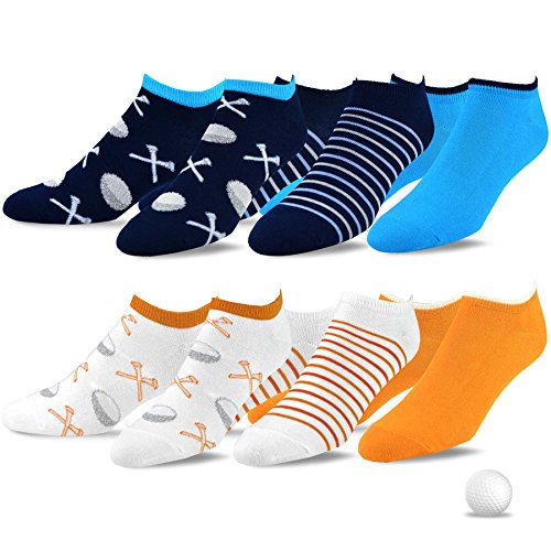 TeeHee Men's Golf Socks No Show Socks 6-Pairs Assorted (Golf Ball)