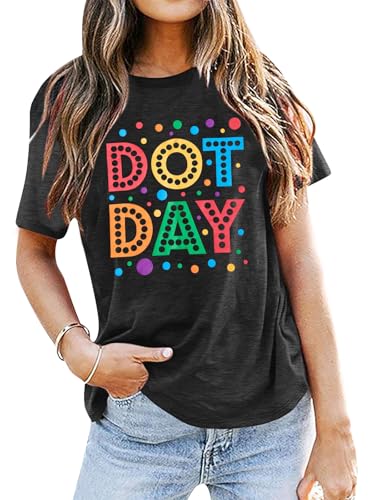 Happy Dot Day Tshirt Women Funny Dot Shirts Retro Inspire Teacher Outfits Cute Positive Tops