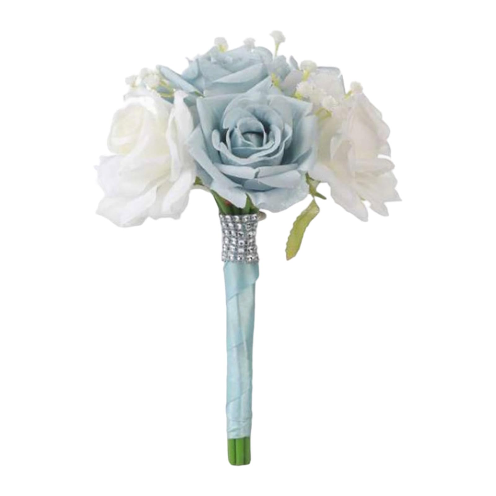 JSGHGDF Realistic White Green Artificial Rose Bridal Arrangement for Wedding Ceremony Maid Keepsakes Wedding Bouquet Silk Flowers