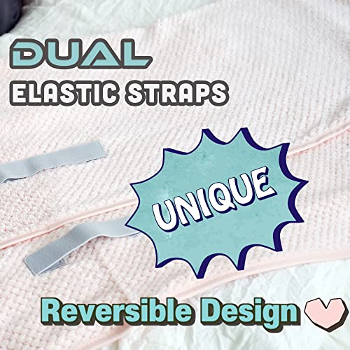 Leporem 2 Pack Extra Large (43 Inch X 30 Inch) Microfiber Towel - Unique Reversible Design With Dual Elastic Straps On Both Sides, Ultra Quick Dry Hair Towel For Curly, Long & Thick Hair #TOP3