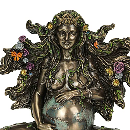 Estatua Gaia sentada embarazada 17.5 cm en resina y bronce miniatura 2