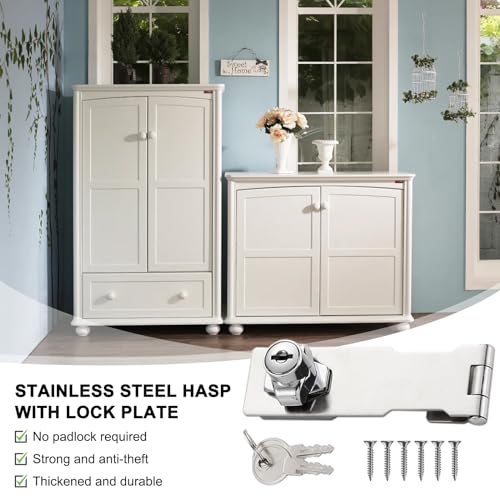 Image of 5 Inch Keyed Hasp Latch Lock, Knob Locking Hasp,Hasp Latches Lock Padlock Latches with Screws Locking Hasp for Cabinet Drawer,2 Pack