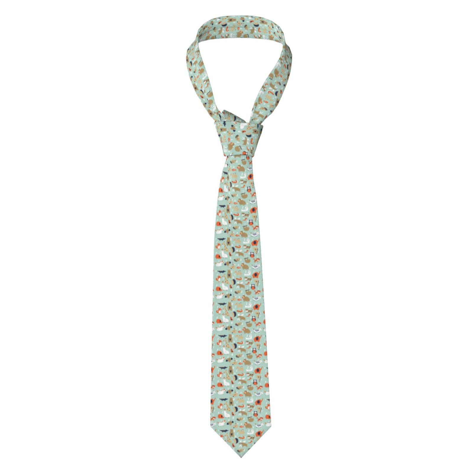 Peiyeety Men's As Pic Novelty Necktie Zoo Alphabet Cute Animals Tie Skinny Neck Tie For