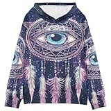 Selerdon Unisex-Child Running Hoodie Shirt Dreamcatcher All Seeing Eye Pinks Athletic Performance Active Gym Pullover with Kangaroo Pockets Hoodies Sportswear