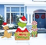 Christmas Yard Decorations, 5PCS Yard Signs with Stakes, Large Sign for Xmas Decor, Peppermint Christmas Party Supplies Outdoor Yard Signs for Holiday Christmas Lawn Garden Pathway Decor