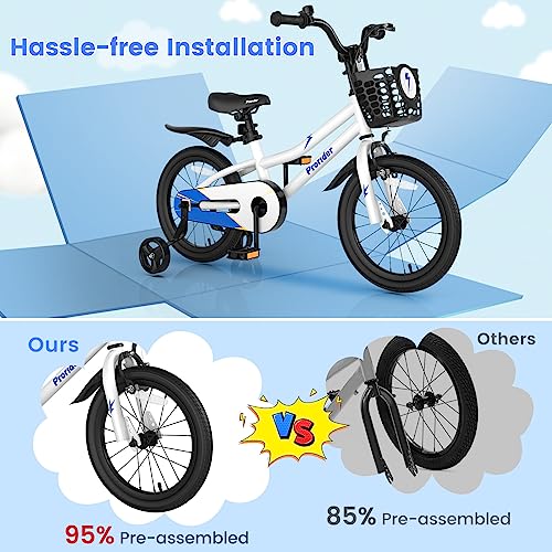 Image of BABY JOY Kids Bike, 12 14 16 18 Inch Boys Girls Bike for 3-8 Years w /Training Wheels, 20 Inch Children Bicycle for 8+ Teens w /Kickstand, Handbrake, Coaster Brake & Removable Basket, Sporty Bicycle