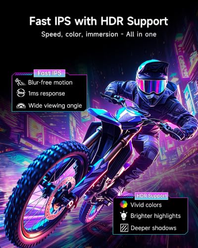 Image of KTC 24.5 Inch 240Hz Gaming Monitor, FHD Computer Monitor Fast IPS, H25T7-A | 1080P 1MS MPRT, Adaptive Sync,114%sRGB, HDR Support, HDMI DP, Tiltable, Eye Care, VESA Mount, HDMI Cable Inc.