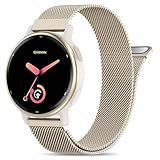 EverAct 20mm Metal Magnetic Compatible with Garmin Vivoactive 5 Watch Band/Vivoactive 6/3/3 Music, Quick Release Stainless Steel Mesh Strap for Venu Sq 2 & Forerunner 55/165/245/645/570-42mm