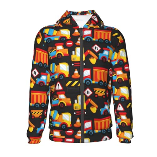 Construction Truck Kid Hoodies Boys Zip Up Sweatshirts Girls Pullover with Pocket2