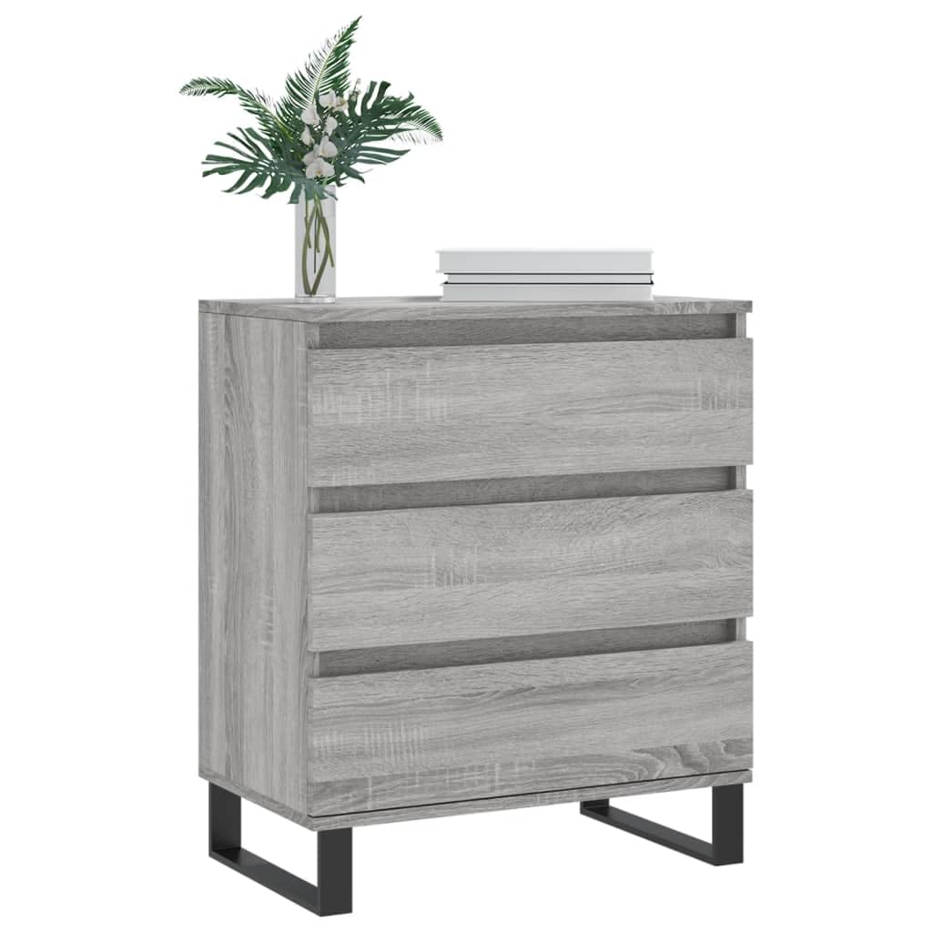 Buffet gris Sonoma 60 x 35 x 70 cm en bois avec pieds en fer – Meuble durable pour espace de rangement et accessoires de maison, surface résistante à l'humidité, commode stable