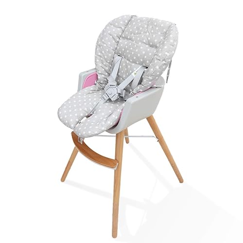 Miniatura 6 de Twoworld - Cojín para silla alta de bebé tamaño grande transpirable apto para todo tipo de sillas de comedor moda gris estrella