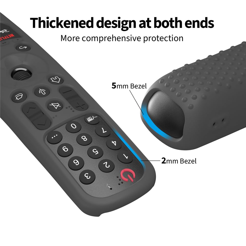 Siliconen beschermhoes voor LG Smart TV Shockproof Magic Afstandsbediening, Control Sleeve Shell Case voor LG MR21GA MR22GA MR23GA AKB76036504 AKB76039901 (donkergrijs