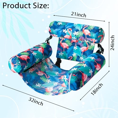 FindUWill Inflatable Pool Floats Adult, 2 Pack Pool Float Chair Heavy Duty Floating Lounge Chairs, Pool Floaties for Summer Party, Blow up Rafts for Pool Beach Lake Fun (Green Leaves & Flamingo) by FindUWill - Used condition - Image 4