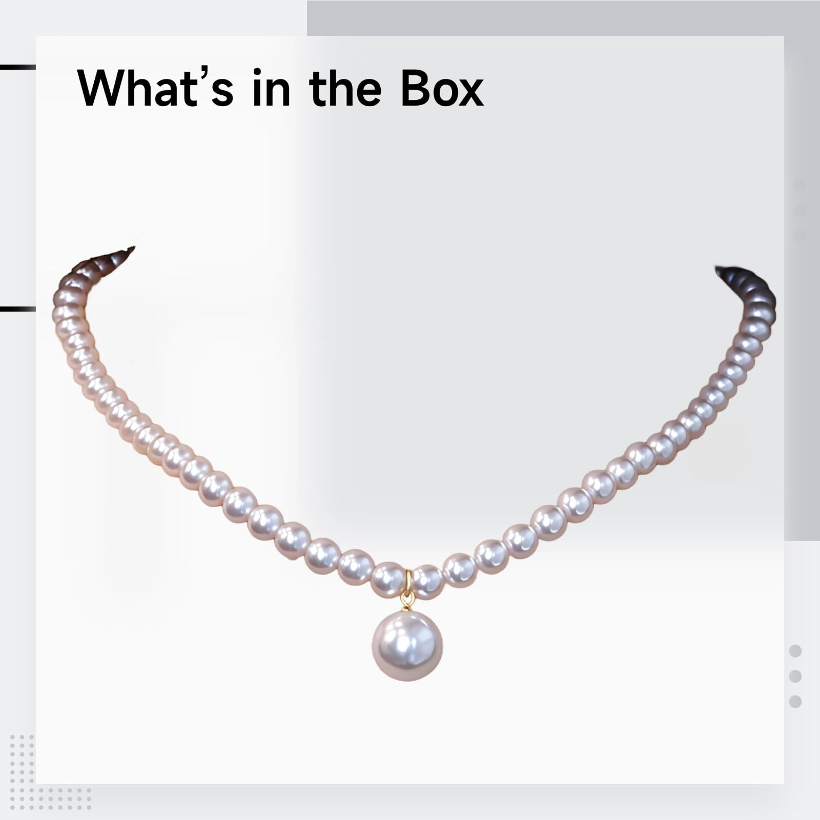 Collar de plata de ley 925 con perlas artificiales blancas y colgante chapado en oro, ajustable de 18.43 pulgadas, viene con caja de regalo