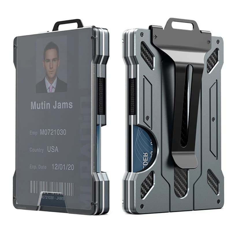 NEW-BRING Slim RFID In Fibra Di Carbonio Porta Carte Di Credito Per Gli Uomini Fermasoldi Alluminio Metallo Portafoglio Tasca Frontale Caso - Argento - Foto 7