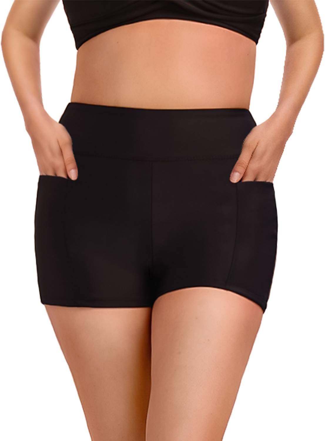 Women's Swim Shorts 2" High Waisted Tummy Control Bikini Swimsuit Bottoms Board Shorts Bathing Suit with Pockets