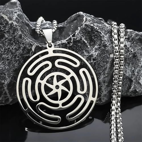 Collier Roue d’Hécate talisman idéal à offrir : pendentif Strophalos magique pour femme N3046S03