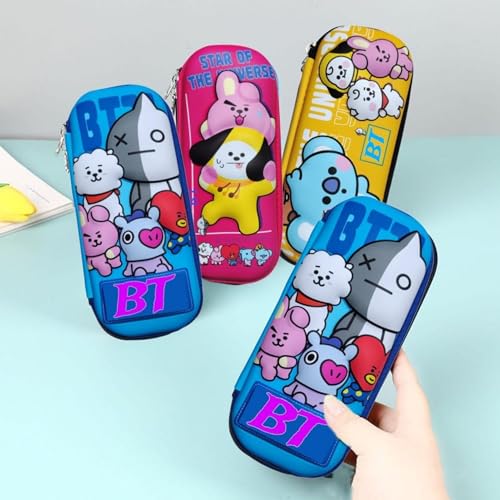 Image of EVA Large Capacity Stationery Box 3D Cartoon Pen Pencil case Multi-Compartment for School Students with Zip Closure -Best Birthday Gift for Girls, Boys & Kids (BT Blue)