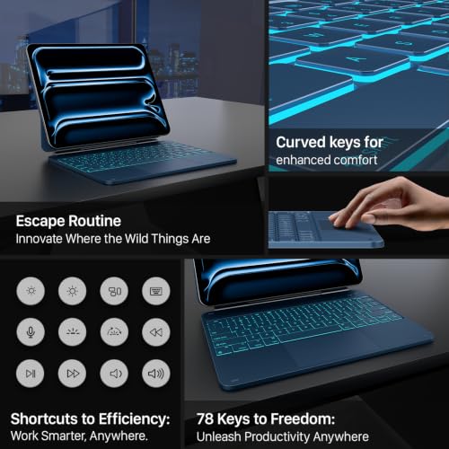 Image of typecase Edge Magic-Style Magnetic Keyboard Case for iPad Pro 13 M5 /M4 | Easy-Set Floating Cantilever Stand, Click-Anywhere Trackpad, 11-Color Backlight, Pencil Holder,, Pacific Blue