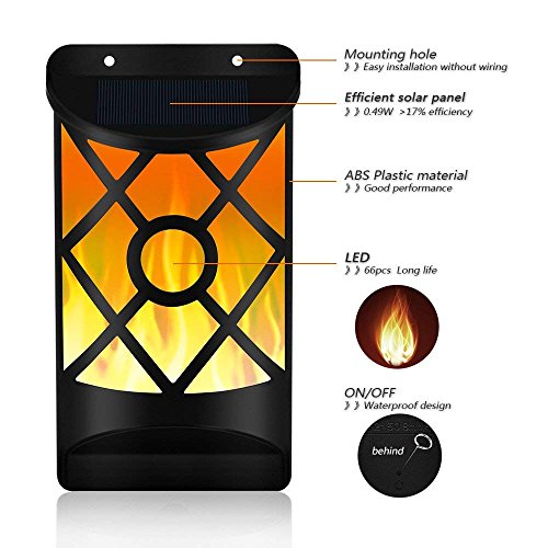 Fitybow Solar Flame Lights Outdoor, Waterproof Flickering Flame Solar Lights Dark Sensor Auto On/Off 66 Led Solar Powered Wall Mounted Night Lights Lattice Design For Patio Deck Driveway (2Packs) #TOP1
