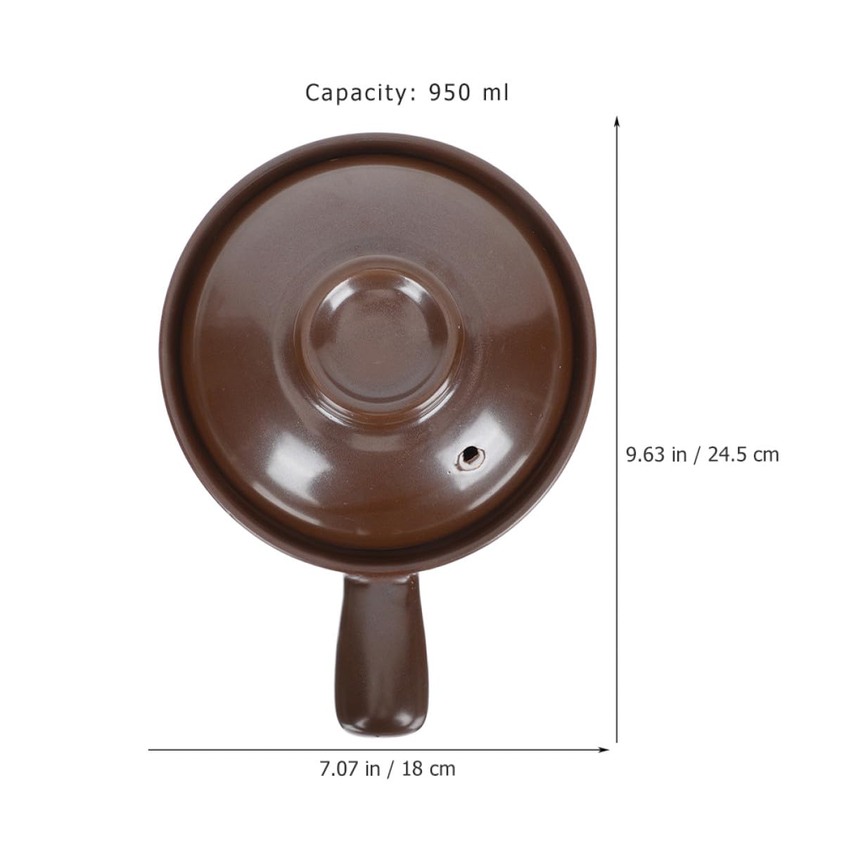 Cazuela de Barro de 950ml en Arcilla Café Asa Lateral
