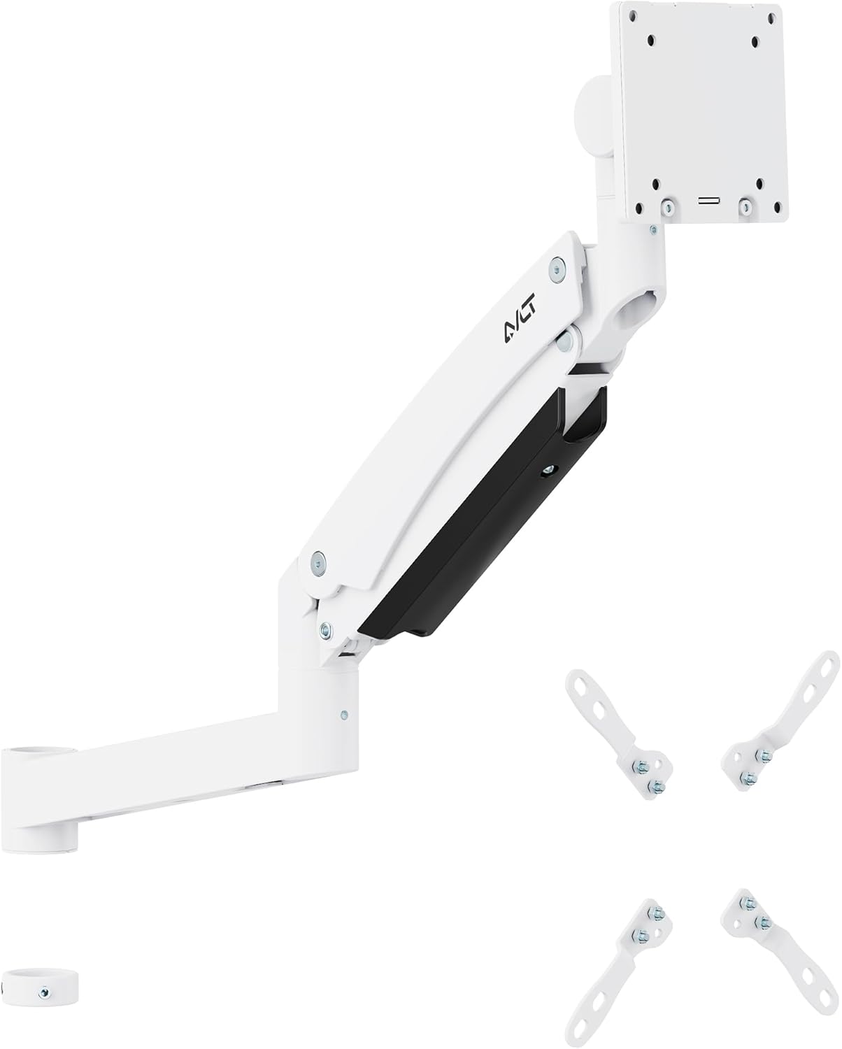 AVLT 57 Inch Heavy Duty Pole Top Mount Monitor Arm Series – Dual & Single Extra Kits, Height Adjustable, VESA Compatible (White, Add-On)