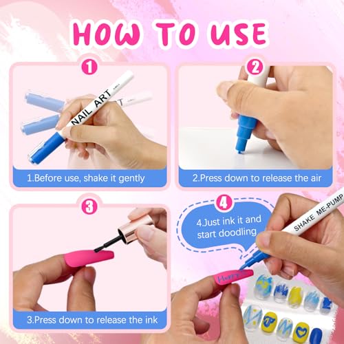 Image of 12 Color Nail Art Pens for Painting Nails, 0.7 MM Nail Polish Pens Drawing Point Liner Acrylic Painted Pen Kit, Waterproof Quick-drying for DIY Nails Art Design Manicure Tools