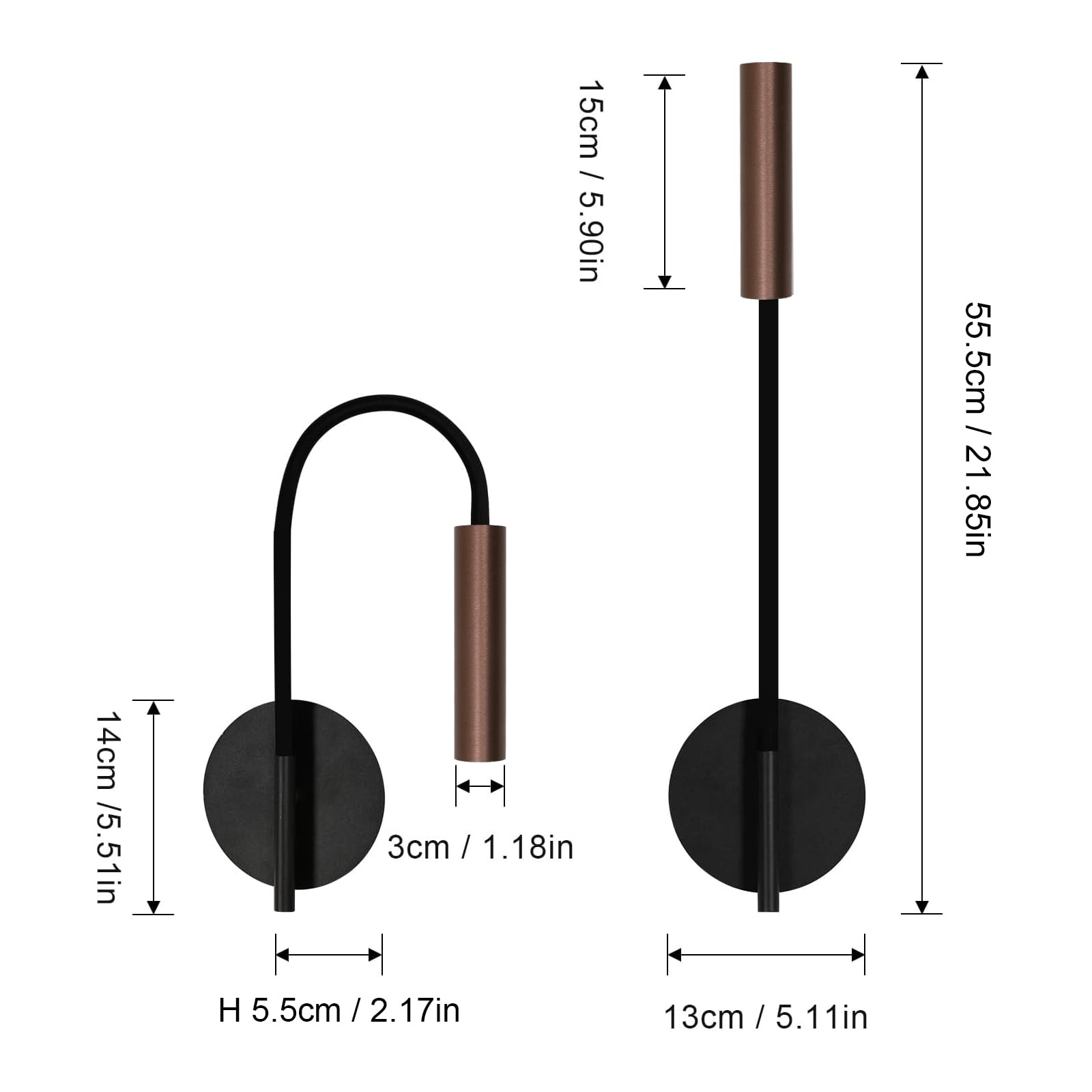 Osairous Applique da Parete 2 Pezzi, Lampada da Lettura con 360° Braccio Flessibile, Lampada da Comodino LED 3000K Bianca Calda in Alluminio per Camera da Letto, Soggiorno