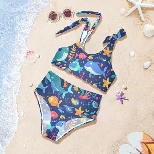 Girls' Bikini Set, Cute Cartoon Undersea World Kids Swimsuit 2 Pcs Beach Bathing Suit4