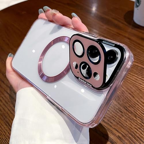 Support d'objectif en verre pour iPhone 13 et 14 Pro Max étui transparent rose