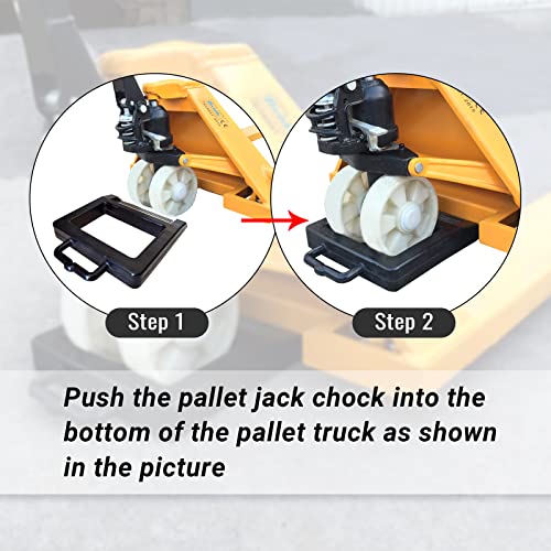 Rubber Heavy Duty Pallet Jack Wheel Chock 2 Pack, Premium Pallet Jack Stopper For Truck 14.2" Length X 11.2" Width X 2" Height (Black, 2 Packs) #TOP6