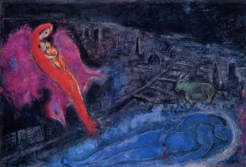 Amazon.co.jp: シャガール・「セーヌ河の橋」 プリキャンバス複製画