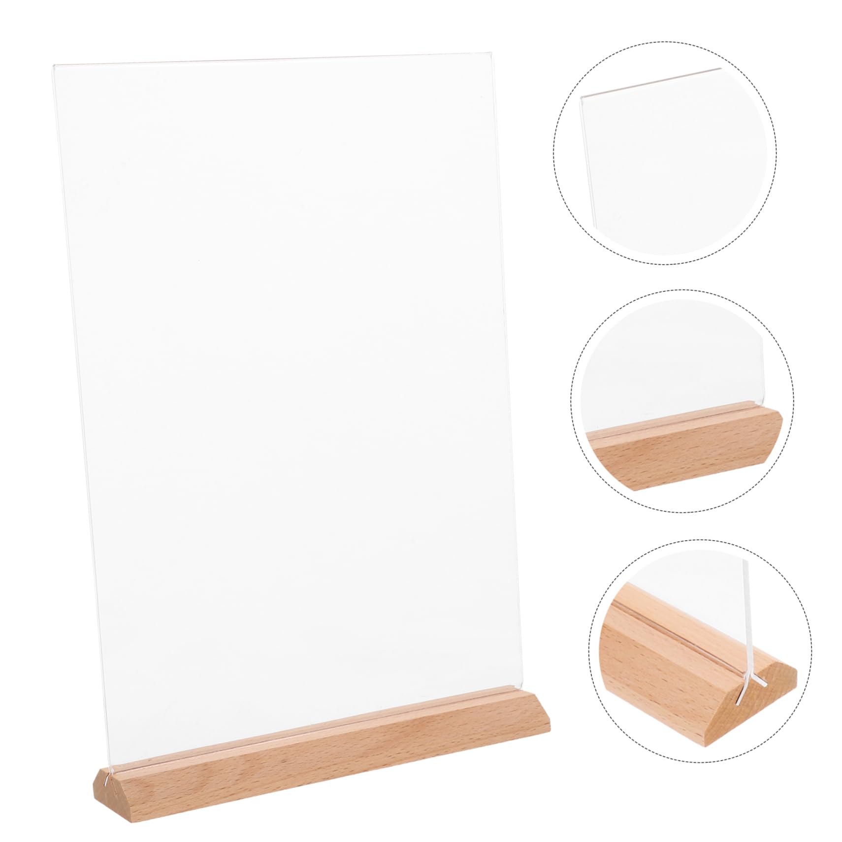 SHINEOFI 2piezas Soporte De Menú Acrílico Doble Cara Con Base De Madera Expositor Para Mesas Soporte Para Carteles Para Restaurantes y