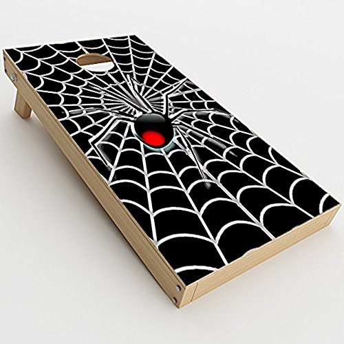 Skin Decal Vinyl Wrap for Cornhole Game Board Bag Toss/Black Widow Spider Web