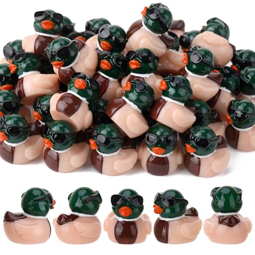 GGSTDDUP 50 Pcs Mini Resin Mallard Ducks, Sunglasses Duck, Mallard