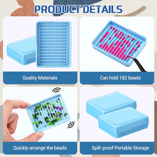 Image of Beeveer 12 Pcs 2.6mm Fuse Beads Picking Trays 2.6 x 2 Inches Bead Sorting Trays Organizer Efficient Sorting Tools for Melty Beads for DIY Arts Crafts (Blue)