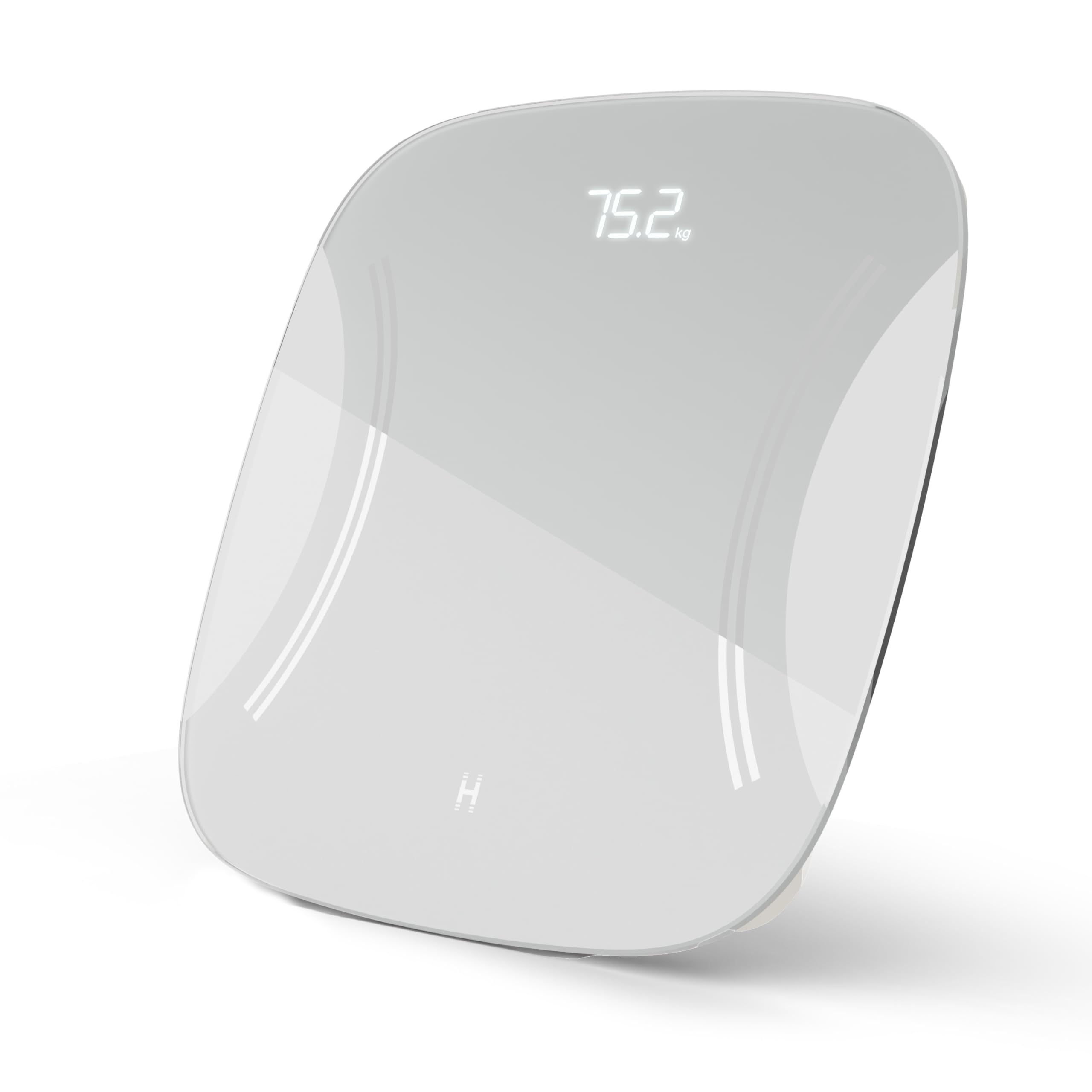 HoMedics Essential Digital Bathroom Scale, top-down view showing the sleek design and digital display.