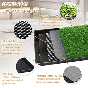 Dog Grass Pad with Tray, Dog Potty Grass for Puppy Training, Artificial Fake Grass for Dogs to Pee on Indoor Outdoor