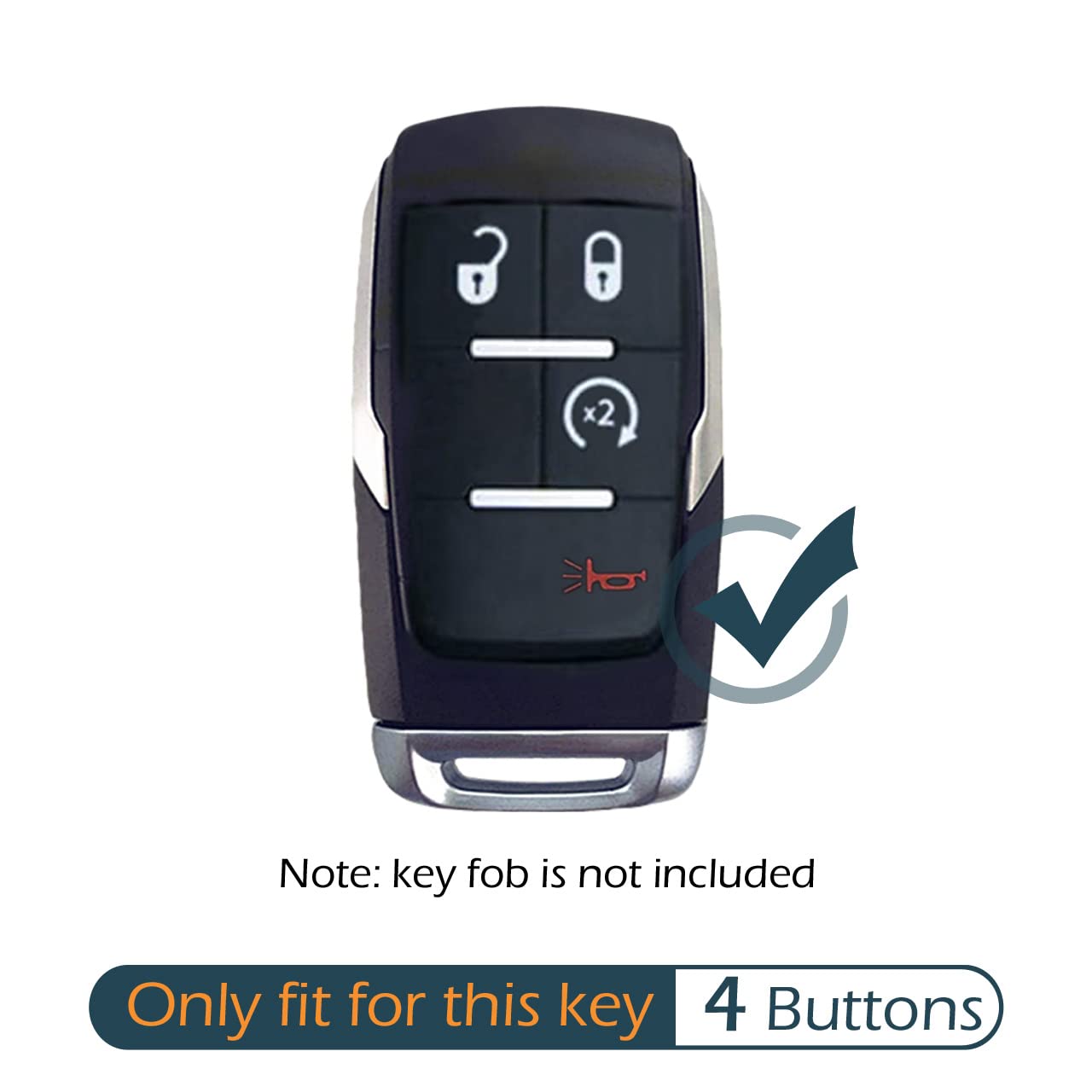 2-Pack Silicone Key Fob Cover For 2019-2022 Ram 2500/3500/4500/5500 – Black With Red Accents