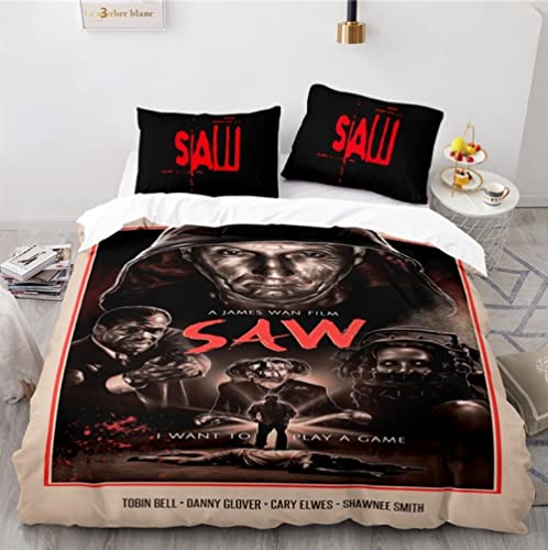 Juego De Ropa De Cama 3D De Sierra De Película De Terror Juegos De Fundas De Edredón con Fundas De Almohada Textiles para El Hogar Tamaño Doble Queen King para Decoración De Dormitorio 240 * 260cm