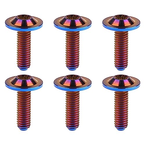 Image of Titanium Torx Head M6 x15 20mm Bolt Screw for Bicycle Motorcycle Car Modification Pack of 6 (Fire Burning Blue, M6x20mm)