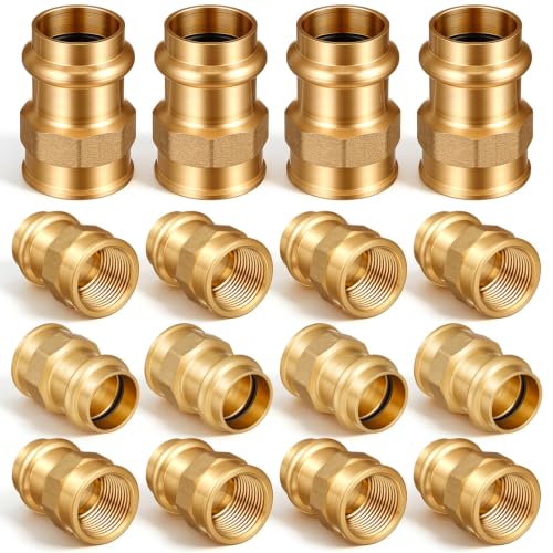 Image of 16 Pack 3 /4 inch Press x 3 /4 inch FIP Brass Press Fittings | Npt Adapter for Residential & Commercial Piping