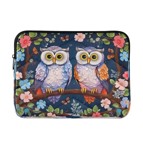 Funda para portátil de 13-14 pulgadas con búhos y flores miniatura 1